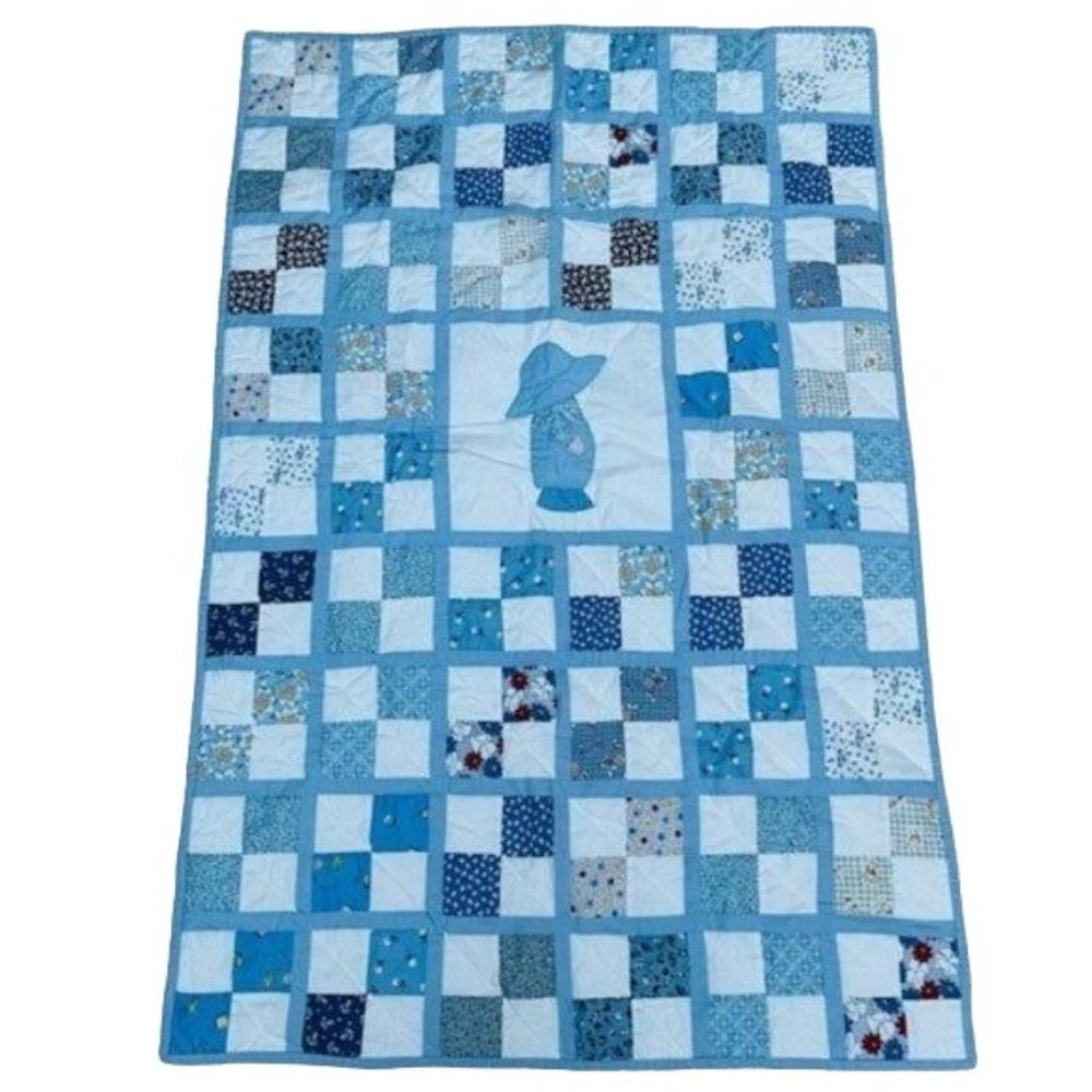 Baby Crib Quilt 32 X 48.5 Unisex Patchwork Floral Dog Bunny Nautical Airplane